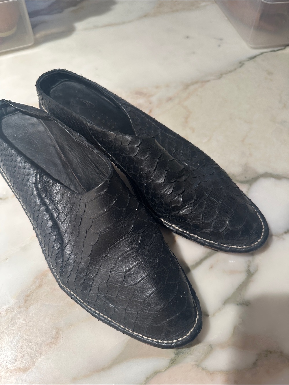 Zero + Maria Cornejo Black Textured Slip-On Loafers